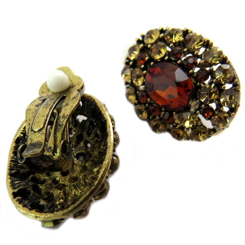 Les Trésors De Lily [P4693] - Golden Brown 'Sissi' Designer Clips - 25x20 Mm