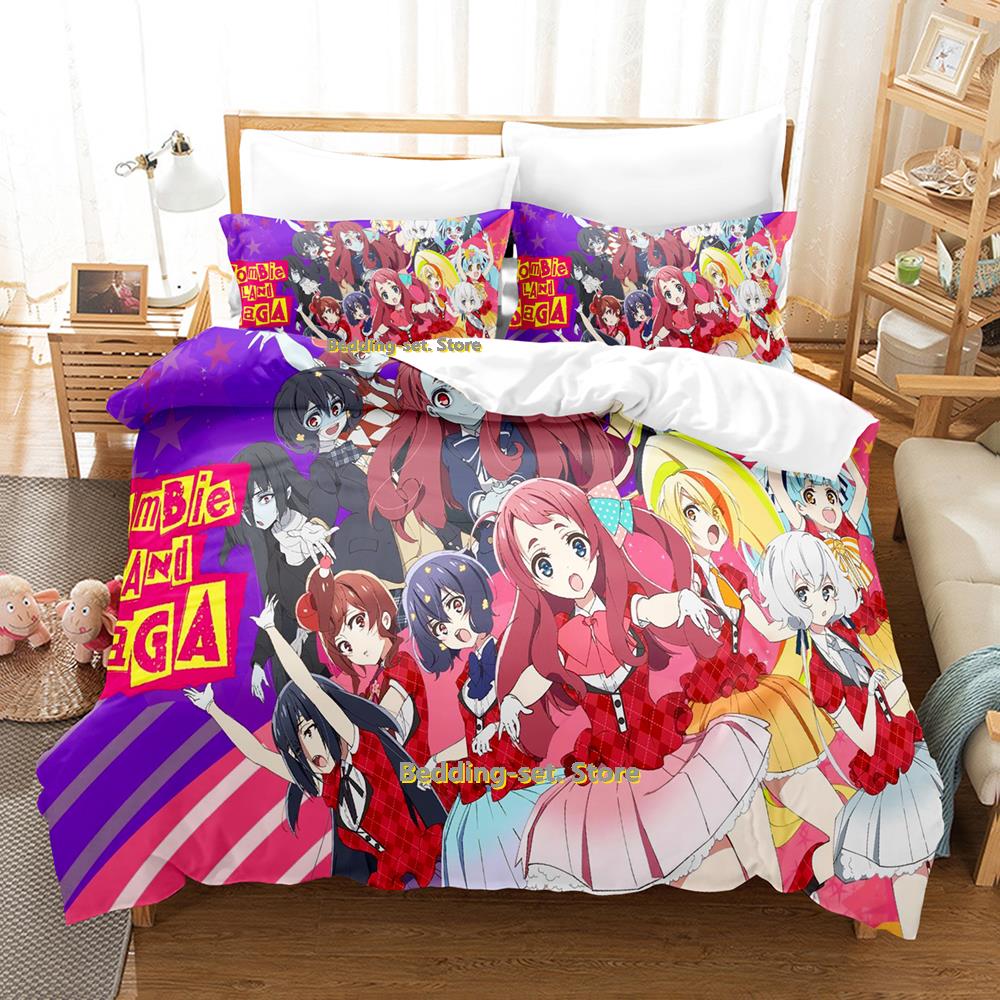 2023 Neues Zombie Land Saga Bettwäscheset Einzelbett Twin Full Queen King Size Bettwäscheset für Erwachsene Kinder Schlafzimmer Bettbezug-Sets Anime Bett