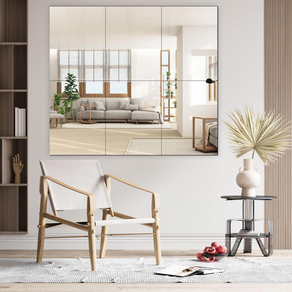 Serwrsw Mirror that can be stuck Wall decor 30x40cm Set of Shatterproof mirror anywhere, Wall-mounted mirror, Full-length mirror, mirror, size, 4,