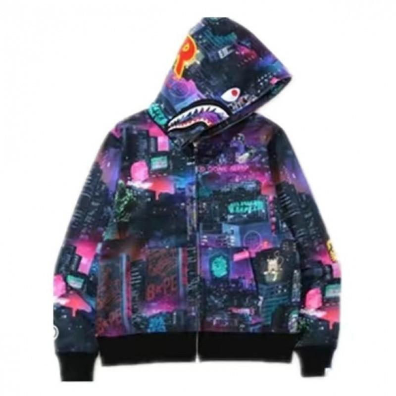 Shark 3D Print Zip Up Hoodie Camo Streetwear Teens