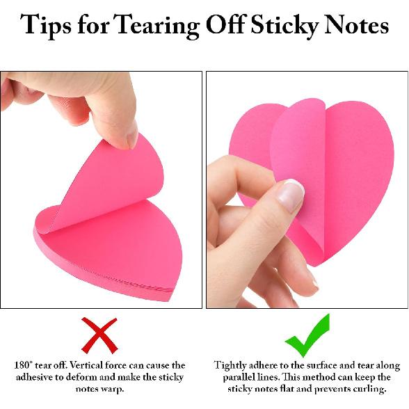 Heart Sticky Notes 8 Colors 100 Sheets/Pad, 800 Sheets Colorful Self-Stick Note Pads Stationary Cute Desk Accessories Office School Teacher Supplies