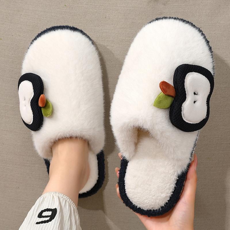 Apple Fluffy Slippers Winter Couple Indoor Home Plush Warm Home Non-slip Cotton Slippers Winter