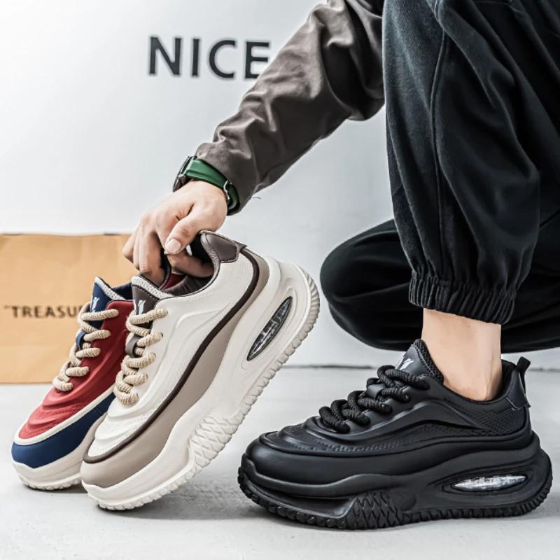 Fashion Men's Chunky Sneakers Autumn New Casual Shoes Air Cushion Heighing Increased Sport Running Shoes for Men Shoes