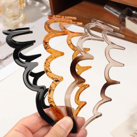 Women Headband Anti-slip Teeth Non-Fading Material Hairband Bright Color Bathing