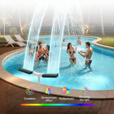 Solar Pool Fountain, Swimming Pool Fountain with Multi-Color LED Lights, Dual-Head Adjustable Spray, Remote Control, Timer, Auto Dusk Sensor, Water