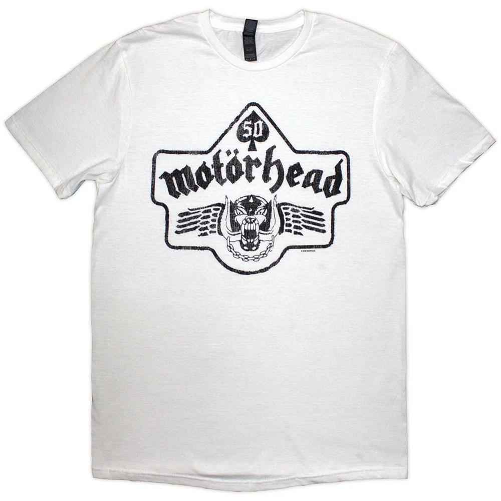 Motorhead  50 Years Ace Wings Emblem  White T shirt - NEW S