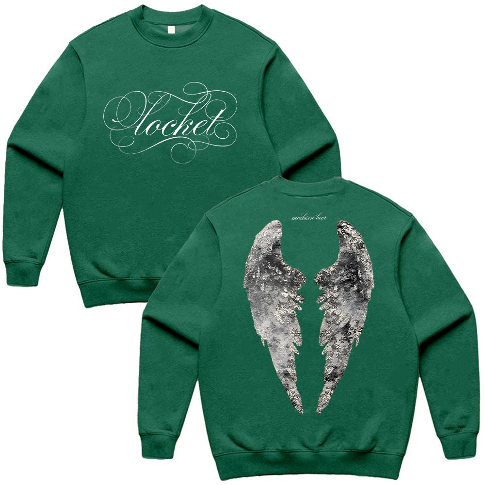 Madison Beer Medailon Crewneck Tričko Andělská Křídla Grafické Pulovry Módní Dlouhý Rukáv Oblečení Harajuku Estetické Topy