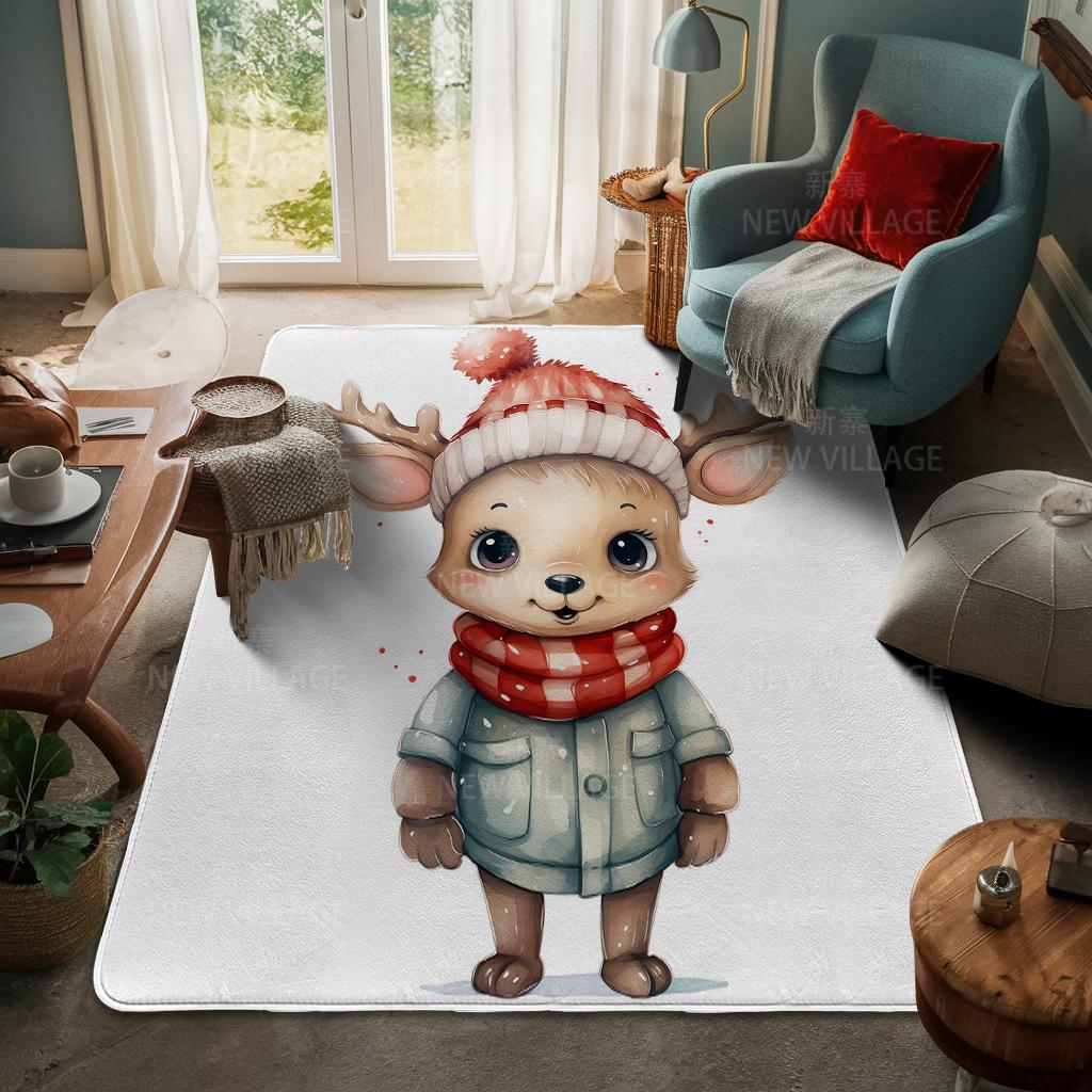 House Entrance Carpet Home Door Mat Living Room Bath Foot Bathroom Non-slip Water Absorption Rugs Bath Merry Christmas Winter