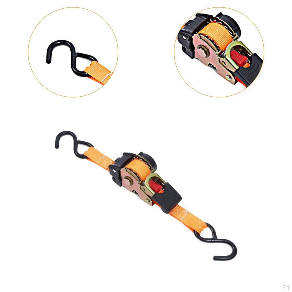 Adjustable Length Ratchet Strap with S Hooks for Boat and Truck Cargo