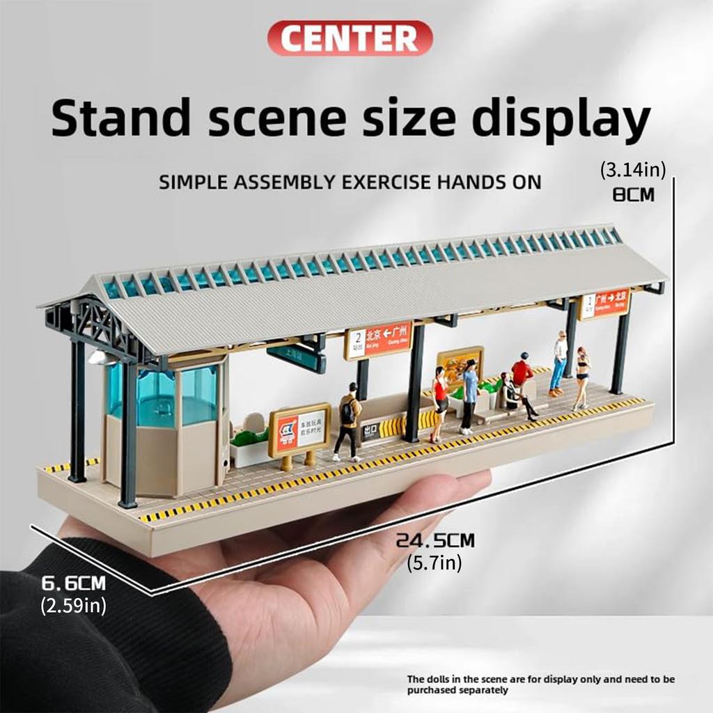 DIY 1/64 Scale Metro Station Model Unassembly Kit Miniature Building Scene Railway Diorama Sand Table Accessories Layout