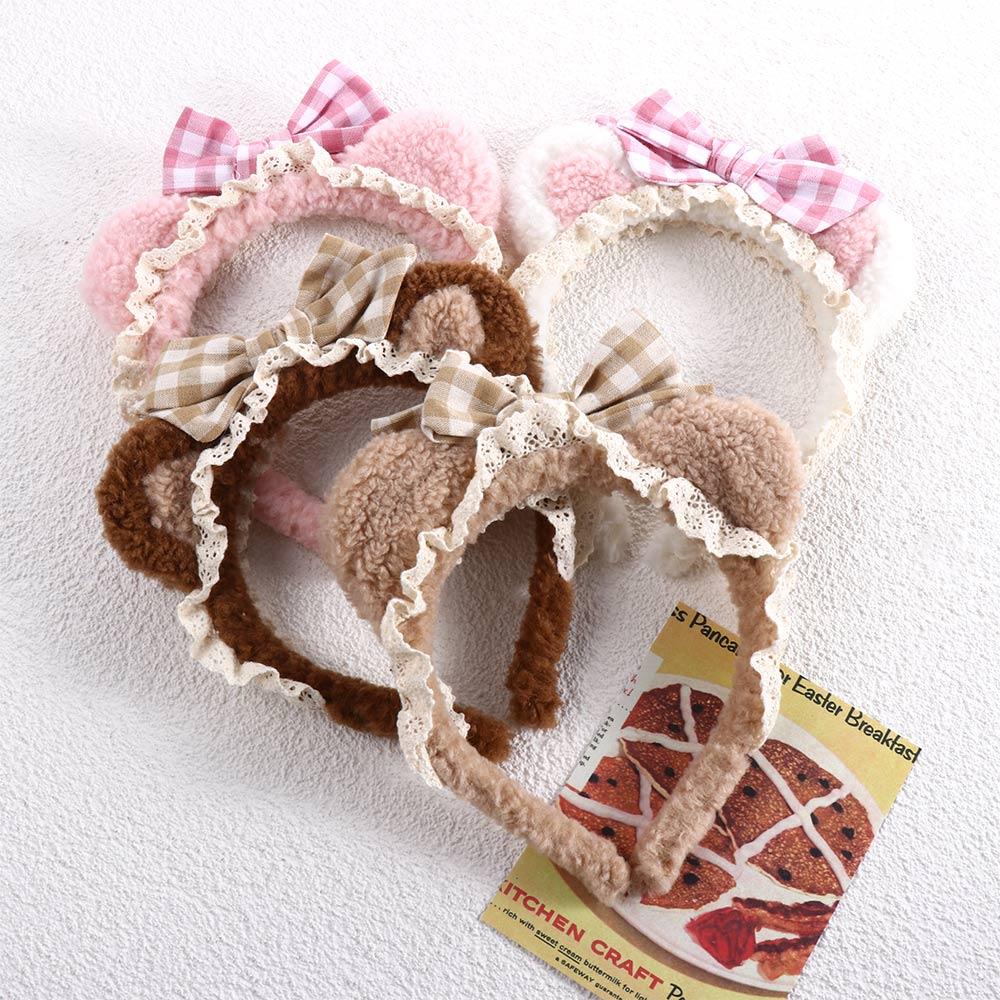 Bow Headdress Wash Face Make up Women Accessories Lace Hair Band Cat Ears Korea Style Headband