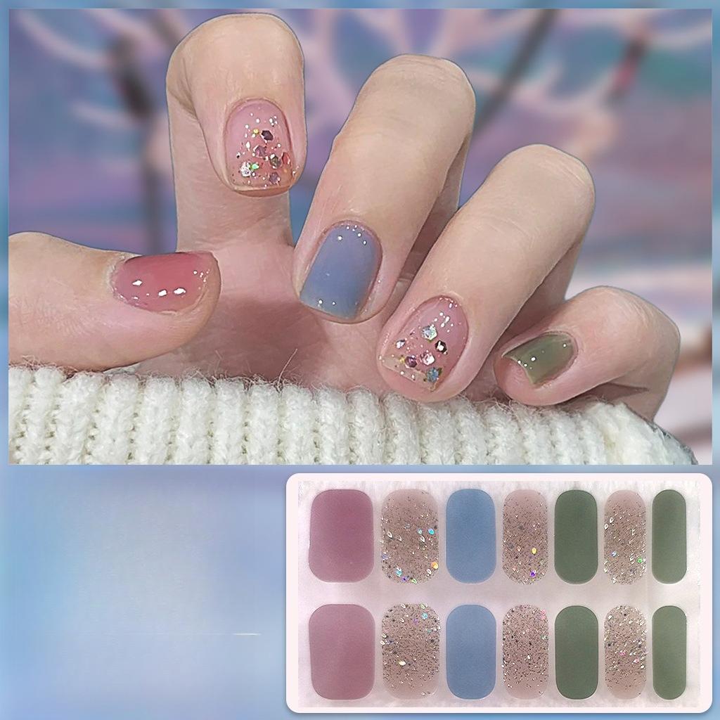 

Full Cover Gradient Nail Stickers - Self-Adhesive Press-On Nail Decals, No Lamp Needed, Easy Slide-On Application