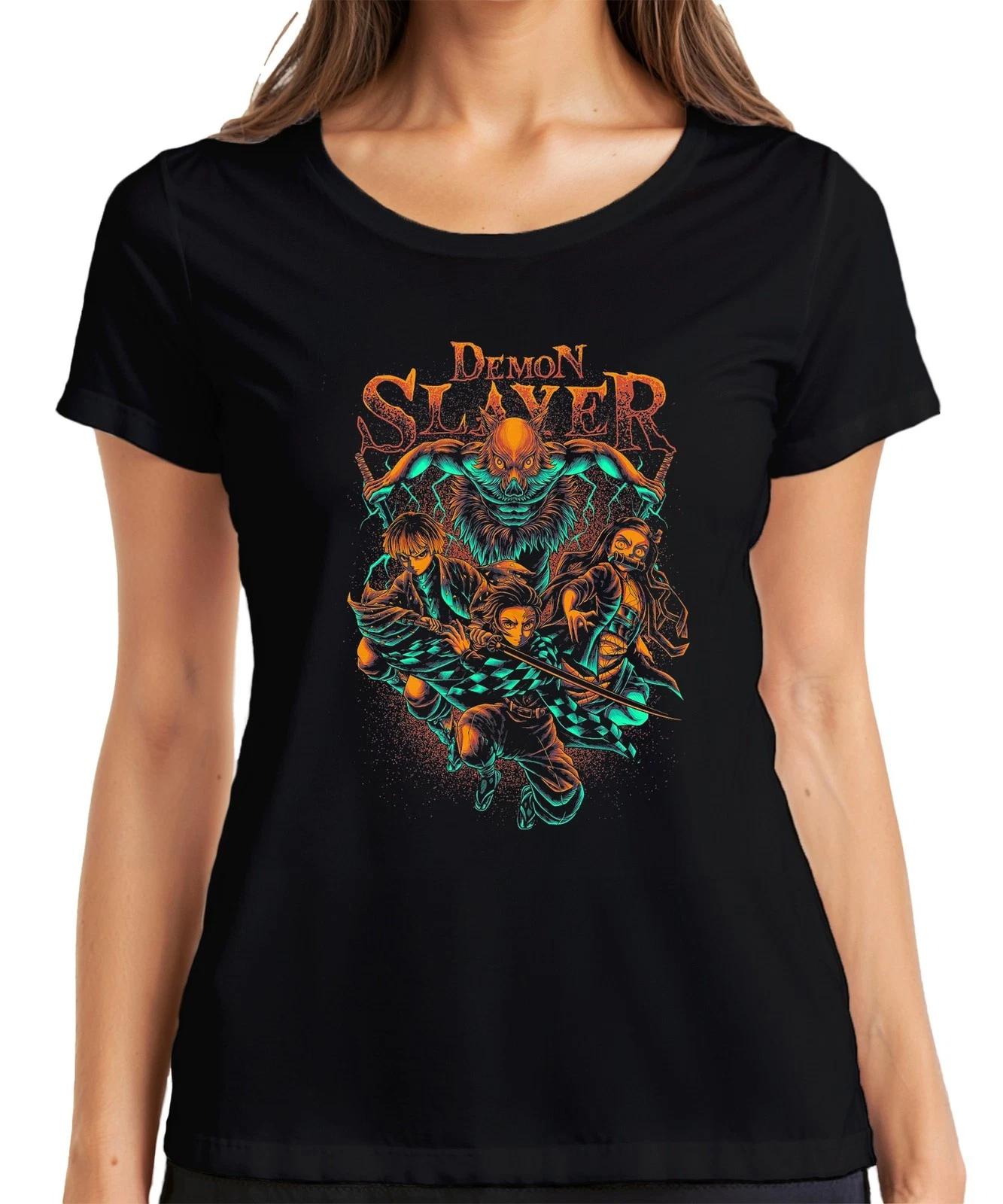 Demon Slayer Kimetsu no Yaiba Tanjiro Nezuko Zenitsu Inosuke Damen T-Shirt XS