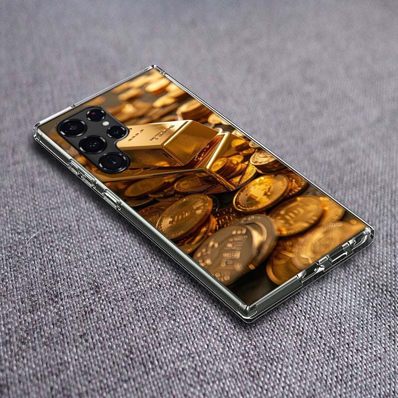

Gold Bar Wealth and Finance Phone Case For Samsung Galaxy S24 S23 S21 S20 FE S22 S26 Ultra S25 Edge S10 Plus Cover Clear TPU Cap Samsung S21