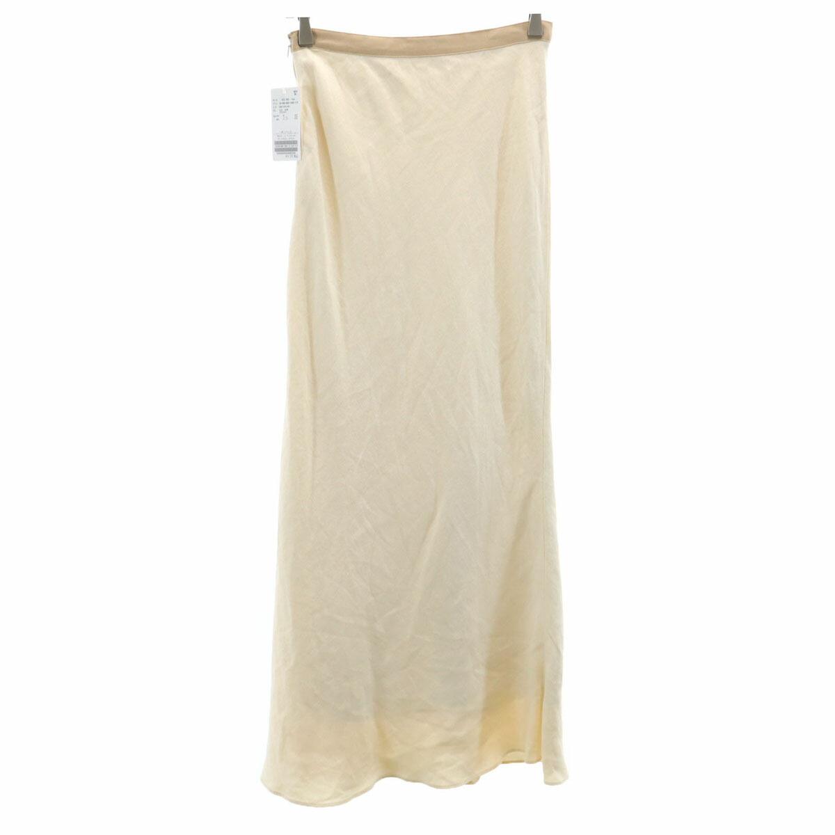 Old clothes IENA Unused linen blend long flare skirt 36 ecru with tag Ladies [Used]