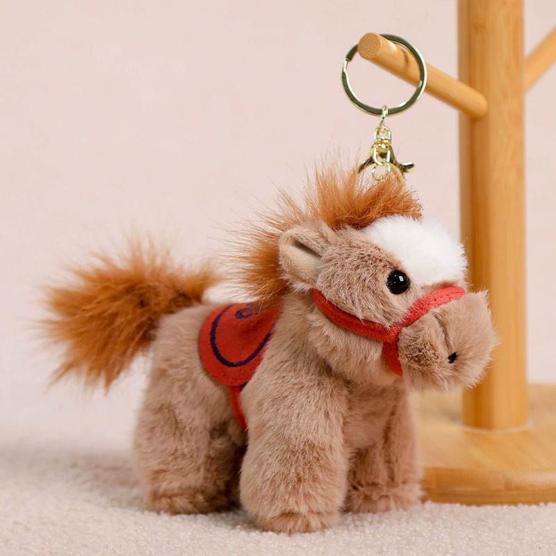 1Pc Horse Keychain New Year Packaging Decoration Festival Gift Ornament Cartoon Pendant Plush Keychain Car Keychain