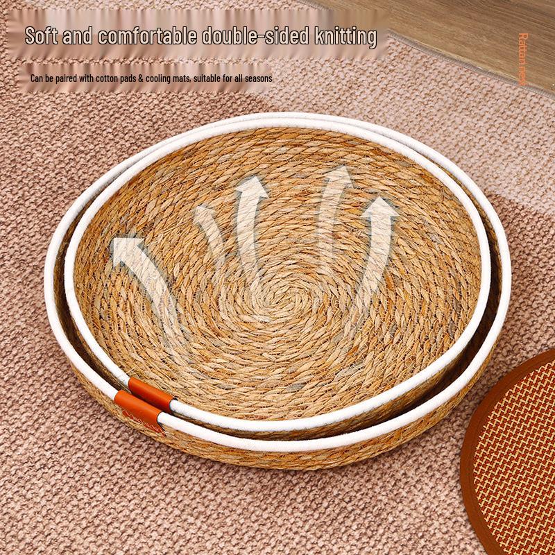 Breathable Woven Cattail All-Season Cat Bed