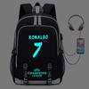 Cristiano Ronaldo Licensed Backpack With USB Charging Port Glow-in-the-Dark Design Lightweight School Outdoor Bag Teens