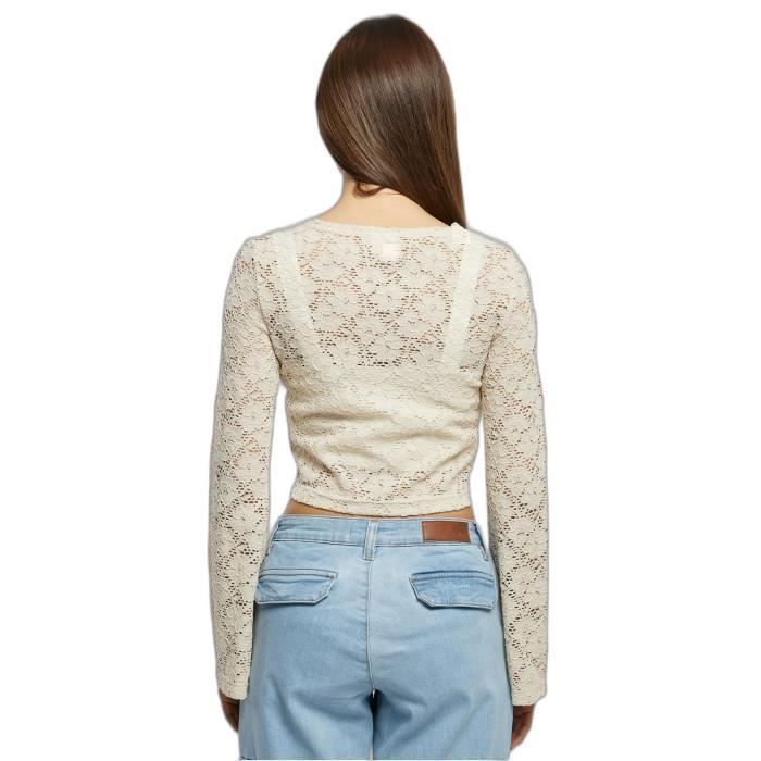 Blouse - Urban Classics - Dentelle - Beige - Manches Longues - Ajustée