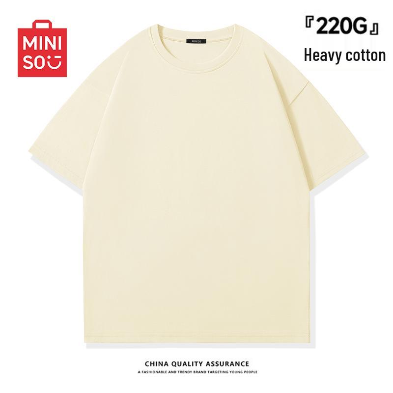 MINISO Men's 220g Heavyweight Plain Short-Sleeve T-Shirt