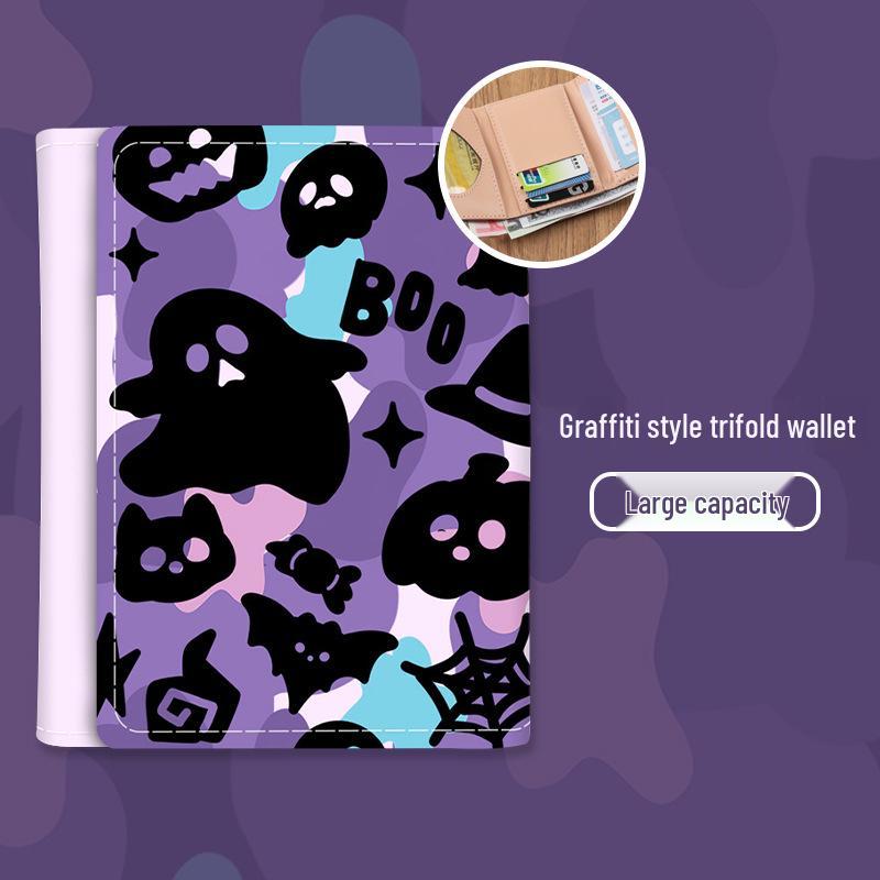 New Girl Spring Picnic Series Cute Cartoon Wallet - Anti-Demagnetization Multi-Card Slot Design for Students