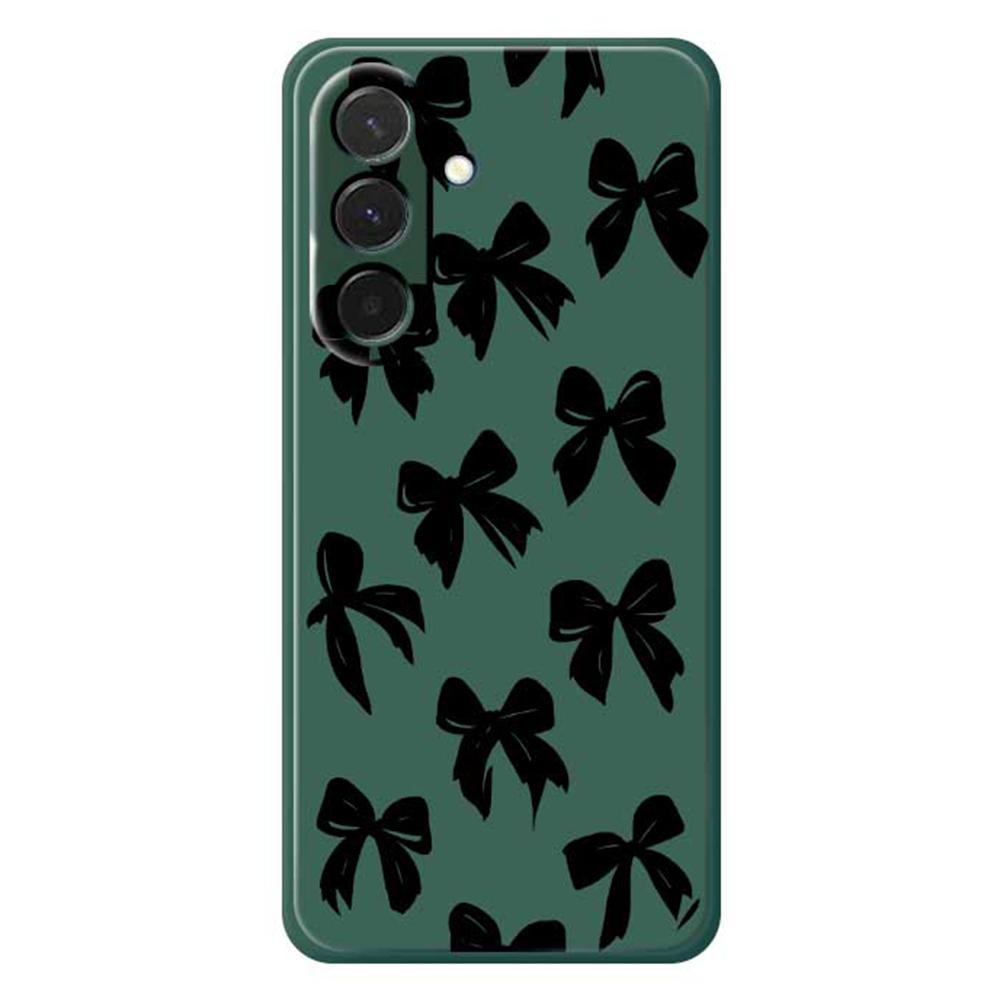 

For Samsung Galaxy A36 5G Case Black Bow Pattern Printing Straight Edge TPU Phone Back Cover Green