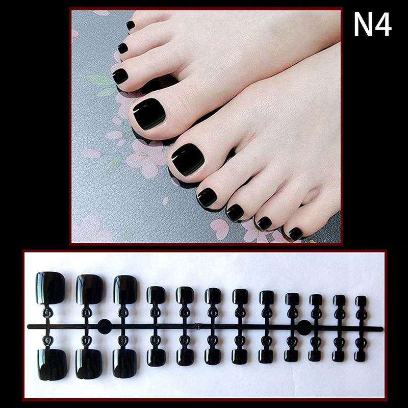 24Pcs Solid Color Square Nail Tips Short Press On Toenails Acrylic Fake Toe Nails Full Cover Artificial Foot Extension Tips