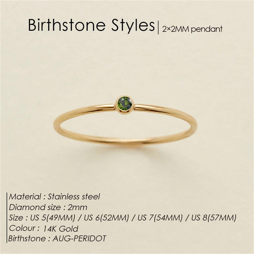 eManco Stainless Steel Birthstone Ring  Gold Color Simple Fashion Style For Women Festival Party Gift