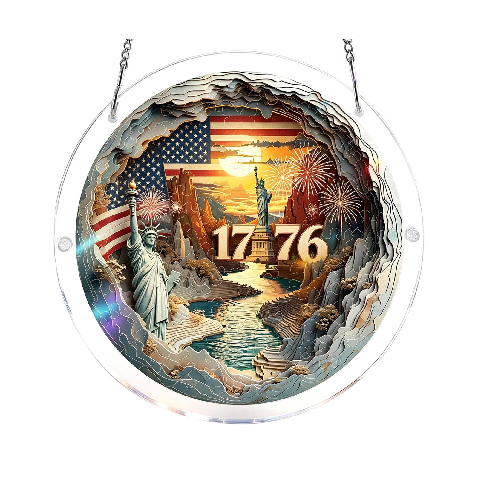Acrylic Suncatcher Puzzle 1776 Hanging Round Suncatcher DIY Window Kit for Home Garden Decor