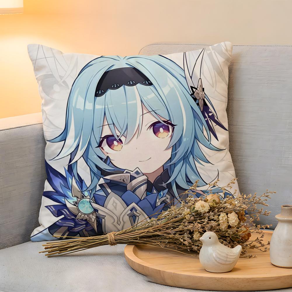 Cushion Cover  Linen  SkinFriendly Soft Decorative Case For Sofa Home Decor Cartoon Honkai Impact Cute Pillow Cover