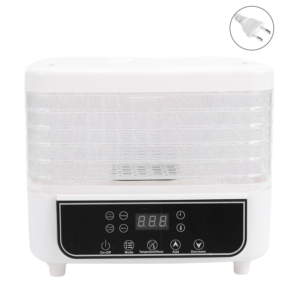 Food Dehydrator 160W Touch Control Adjustable Temperature Timer 6 Tray Electric Food Dryer Machine for Meat Fruit