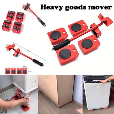 Heavy Duty Furniture Lifter Transport Tool Furniture Mover Set 4 Move Roller 1 Wheel Bar