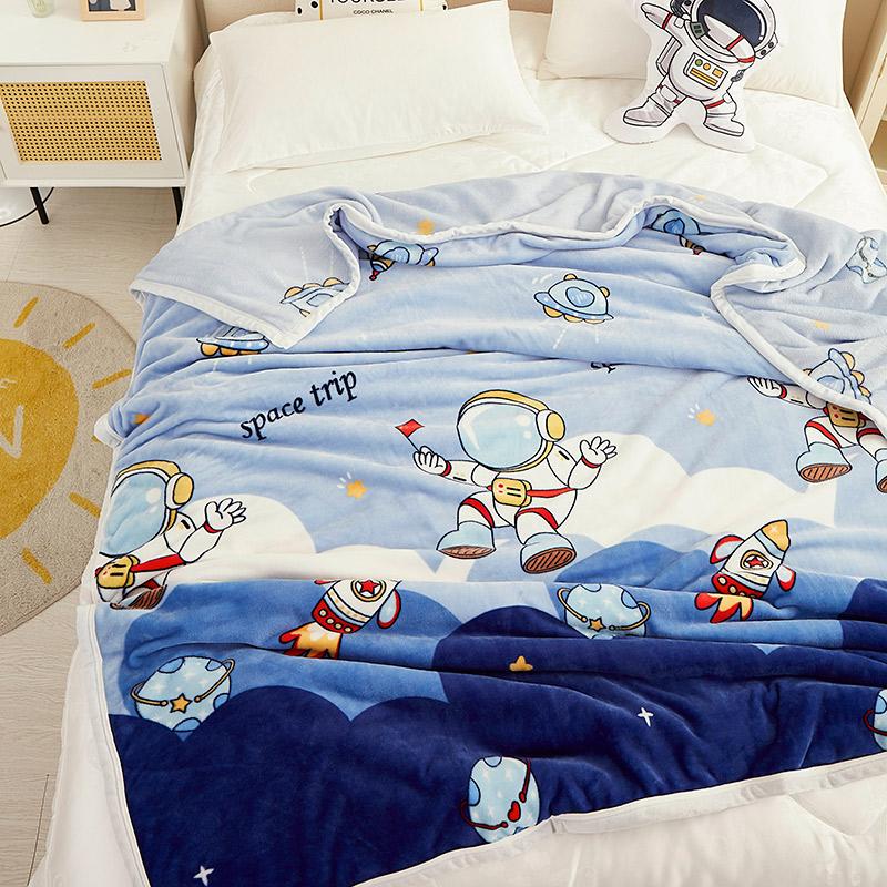 Cartoon Astronaut Blanket Space Rocket Planet Throw Blanket Gift for Girl Boys Super Warm Soft Plush Lightweight Flannel Blanket