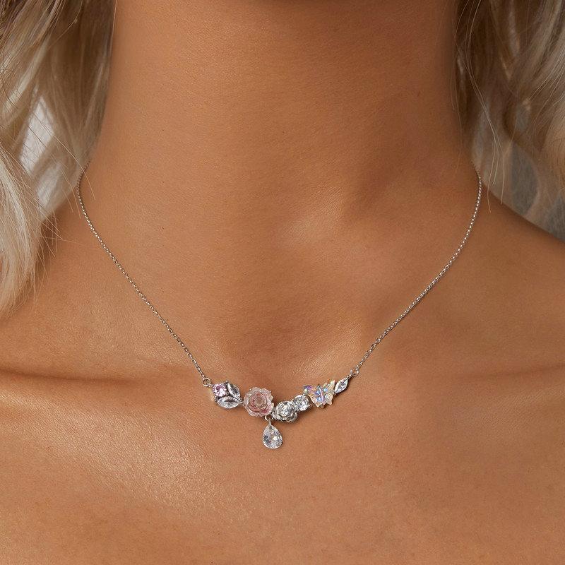 S925 Sterling Silver Romantic Flower Necklace Fantasy Butterfly Neck Chain for Women  Valentine's Day Fine Jewelry Gift
