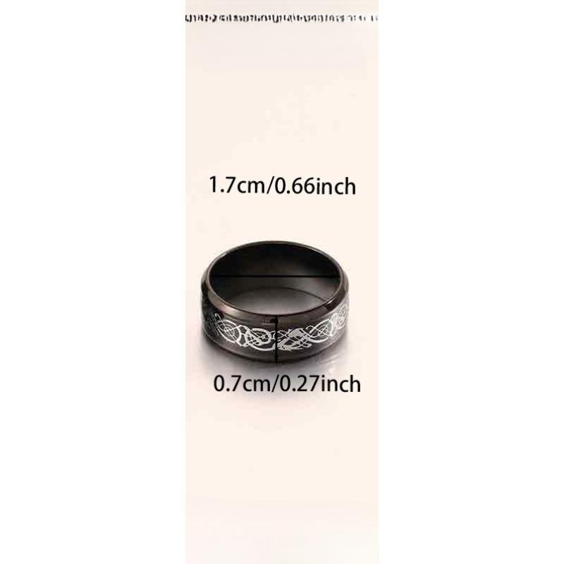 

Men s Hip-Hop Titanium Steel Ring with Black Patterns - Bold, Individualistic, Fashionable and Versatile Finger Ring No. 7 чёрный