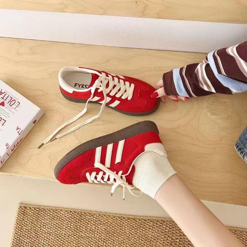 

Женская обувь новая весенне-осенняя обувь на доске повседневная спортивная обувь ретро маленькие белые балетки 38 красный