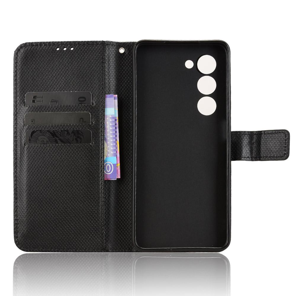 Pro Oppo A5 5G/Oppo A5 4G Kožené pouzdro typu peněženka s popruhem a texturou diamantů