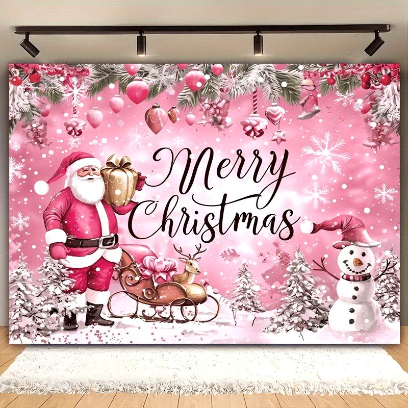 Cute cartoon snow scene featuring Santa Claus suitable for living room outdoor decoration and for online live streaming.