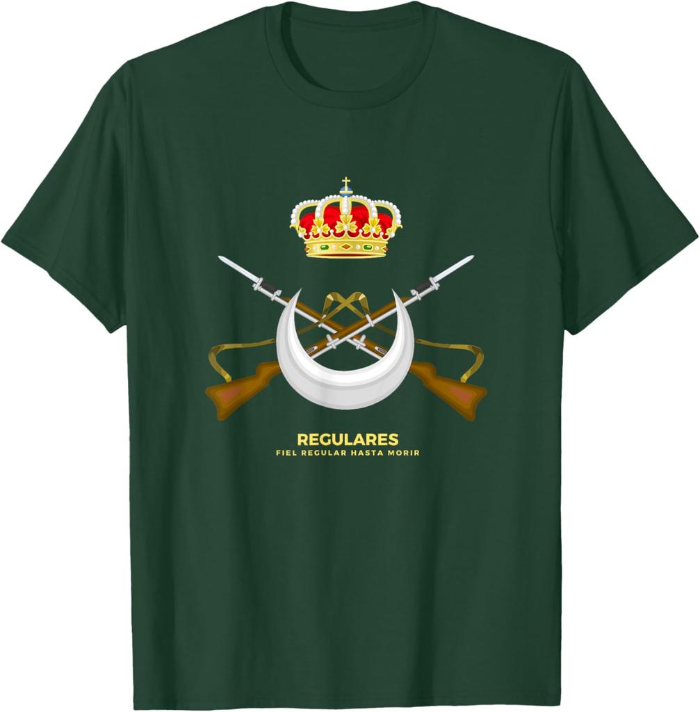 Emblema Regulares Ejrcito Espaol Tropas Regulares Camiseta Tshirt  Short Sleeve Casual  Cotton Shift