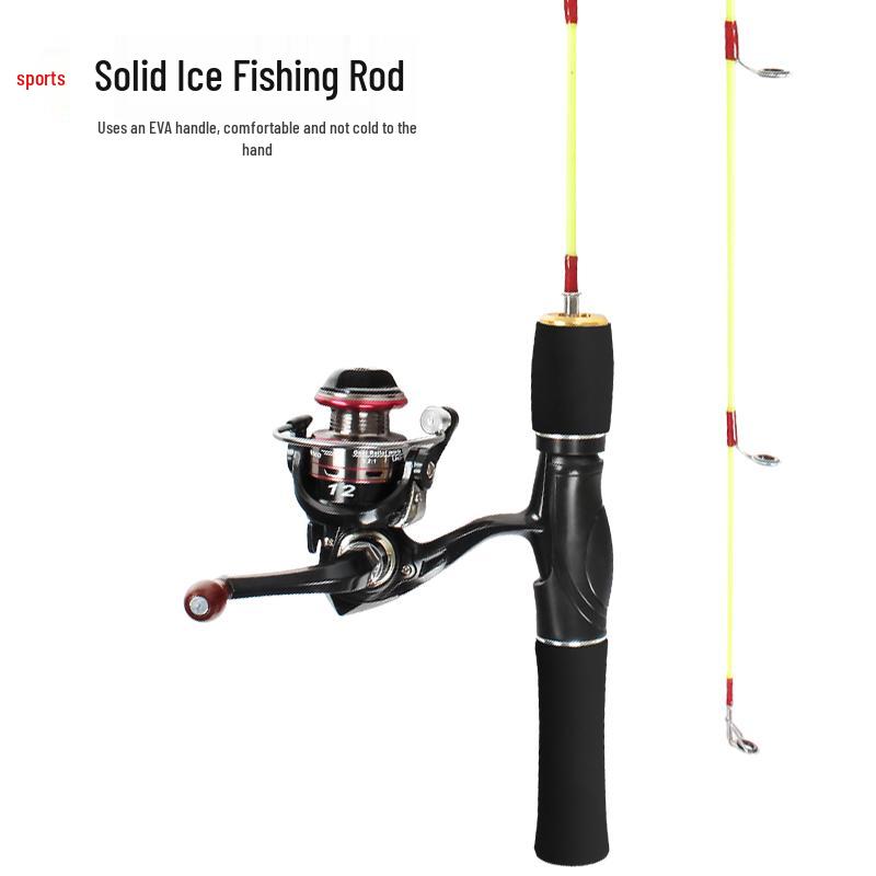 Ice Fishing Ultra-Hard Casting Rod Set: Compact, Solid Core, Short Gun Handle for Winter and Raft Fishing.
