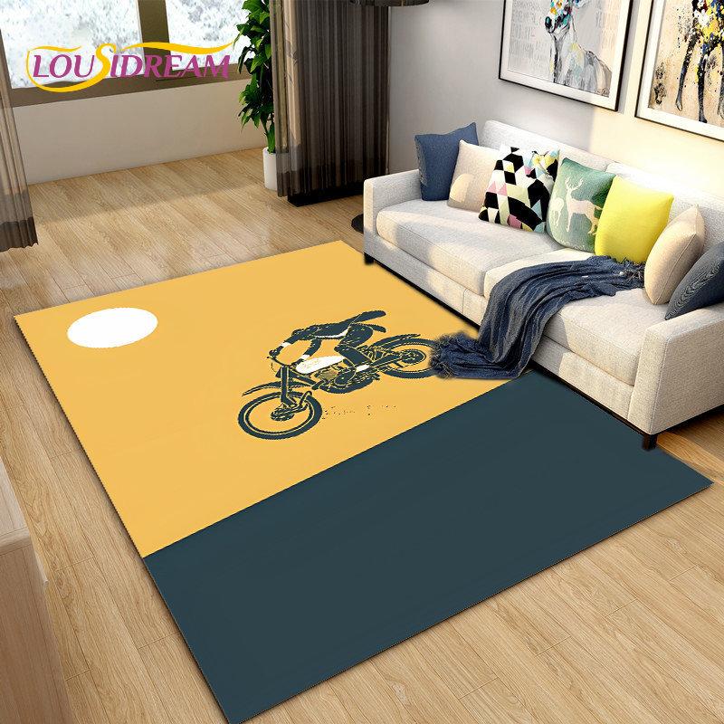 Retro Vintage Motorcycle Area Rug Large,Carpet Rug for Living Room Bedroom Sofa,Kitchen Bathroom Doormat Non-slip Floor Mat Gift