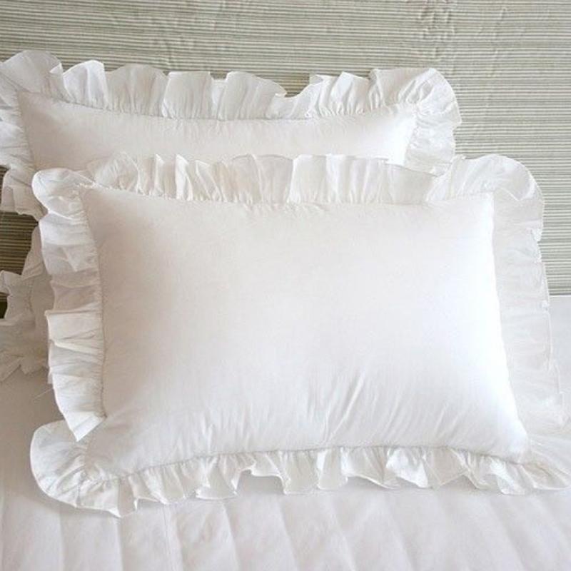 Delicate Ruffle Pillowcase Polyester Bed Cover With Decorative Edge for Bedroom Living Room Styling