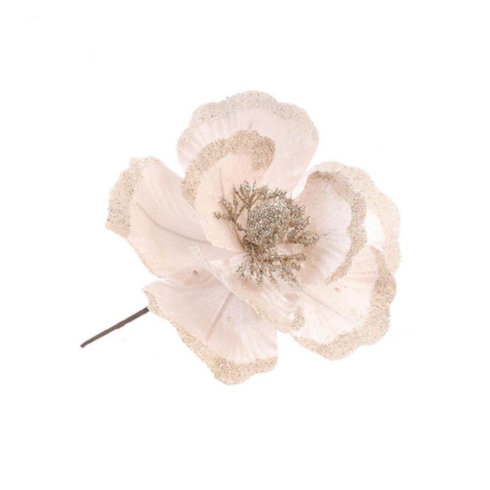 DIY Christmas Flowers 18cm Poinsettia Glitter Flower New Yulan Flower