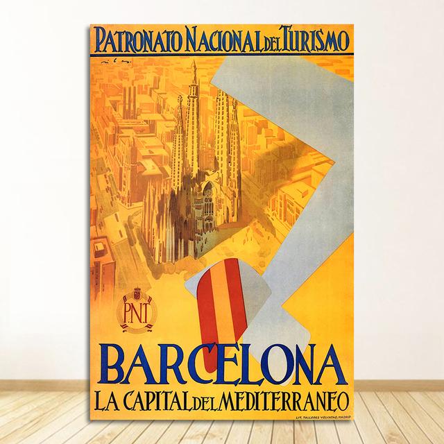 Resor Canvas Målningar Vintage Kraft Posters Belagda Väggdekaler Heminredning Familjepresent Europa Spanien Barcelona Pop Art