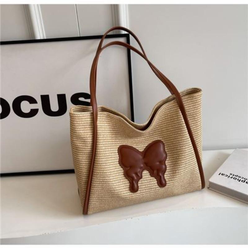 Summer Woven Bag Women's New Fashionable Large Capacity Commuting Shoulder Bag Tote Bag