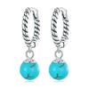 Earrings for Small 925 Twisted Ruko Pure Can Be Worn All the For Both Accessories Women, Hoops, Silver, Blue, Turquoise, Ring, Stone, Earrings,