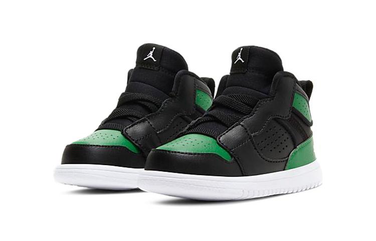 Jordan Access Leather Comfortable Cushioning Abrasion Resistant Breathable Mid Top Vintage Basketball Shoes Black Green AV7944-013