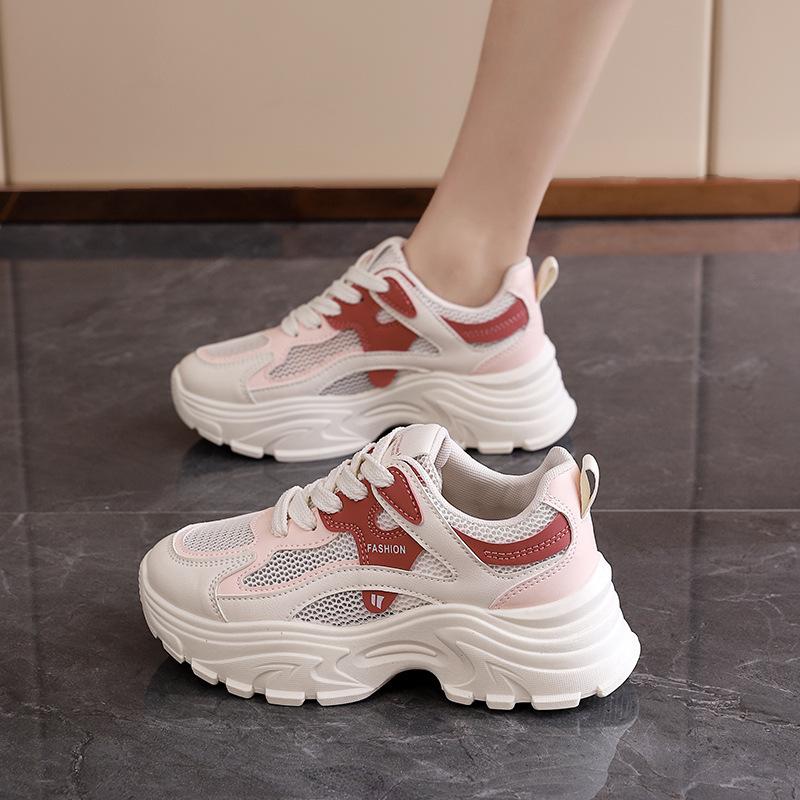 

Женские сетчатые дышащие кроссовки Daddy Shoes с толстой подошвой, увеличивающие высоту повседневные кроссовки 40 красный