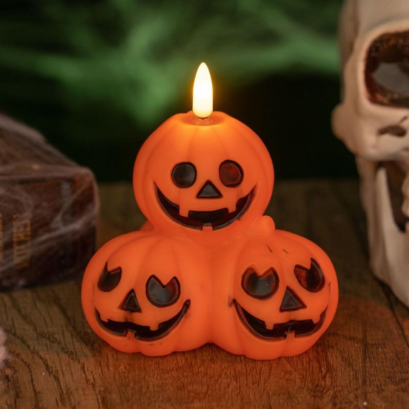 Halloween Decorations: Glowing Pumpkin Candle Lights Table Ornaments Atmosphere Setting Props