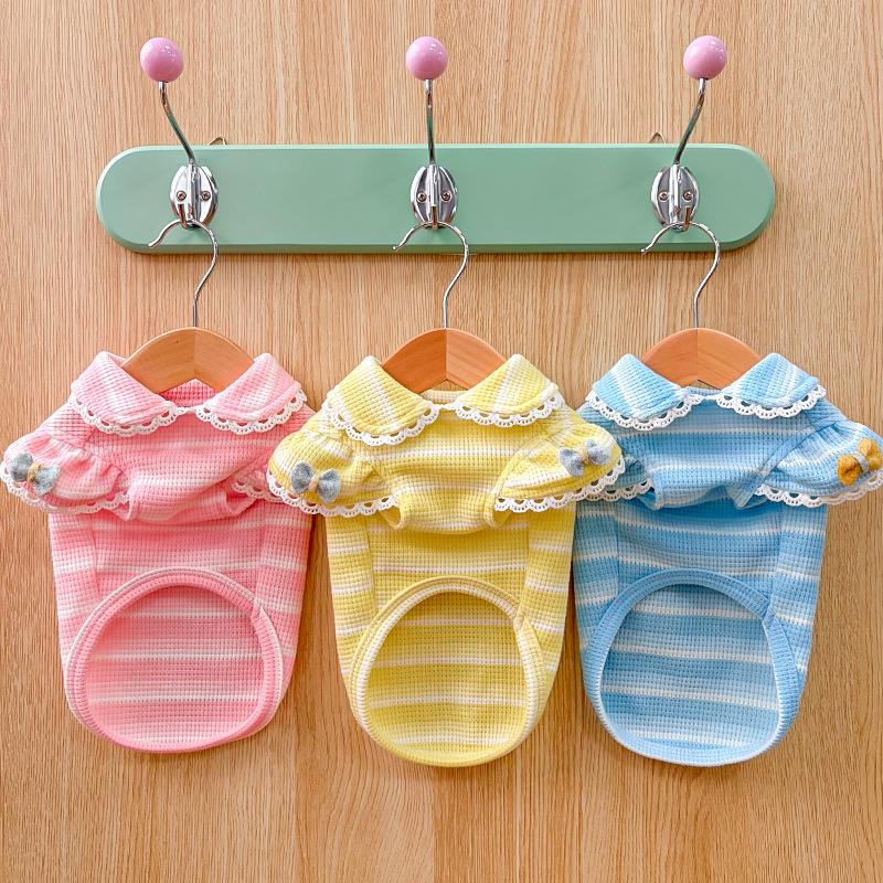 New Dog and Cat Clothing - Lace Knitted Bubble Sleeve Pullover - Pet Summer Wear